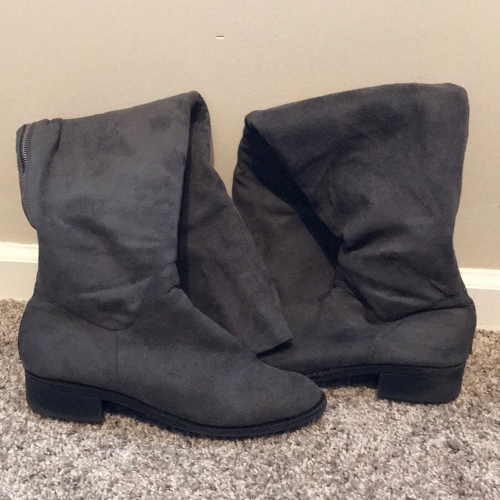 Grey Suede Over the Knee boots